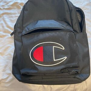 Champion Black and Red Logo Backpack